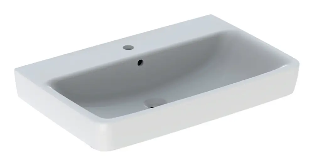 Neuheit Geberit Renova Plan Waschtisch mit Hahnloch mit Überlauf 750 x 480 mm - Weiß