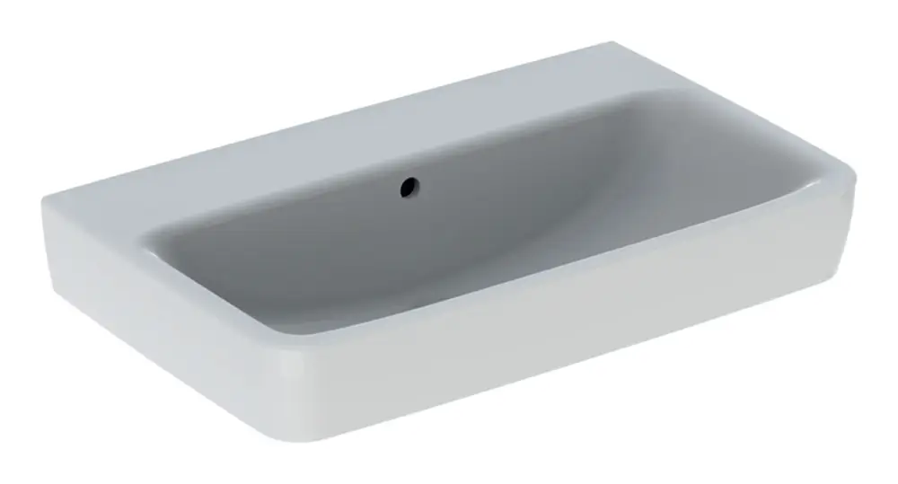 Preisreduziert Geberit Renova Compact Waschtisch ohne Hahnloch mit Überlauf 650 x 400 mm - Weiß