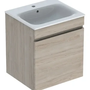 Ausverkauf Geberit Renova Plan Komplett-Set mit 1 Schublade 550 x 622 x 480 mm - Nussbaum hickory hell / WT Weiß mit KeraTect