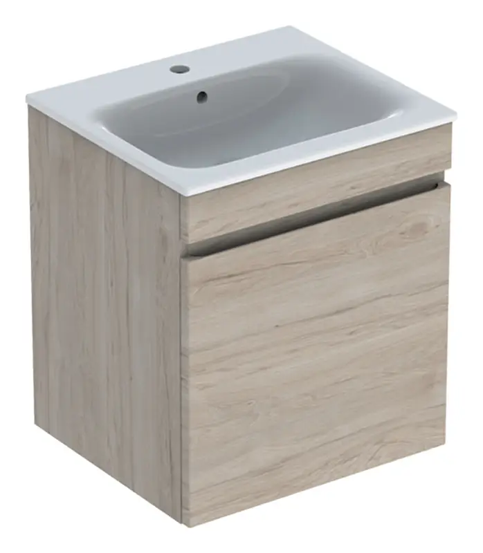 Ausverkauf Geberit Renova Plan Komplett-Set mit 1 Schublade 550 x 622 x 480 mm - Nussbaum hickory hell / WT Weiß mit KeraTect