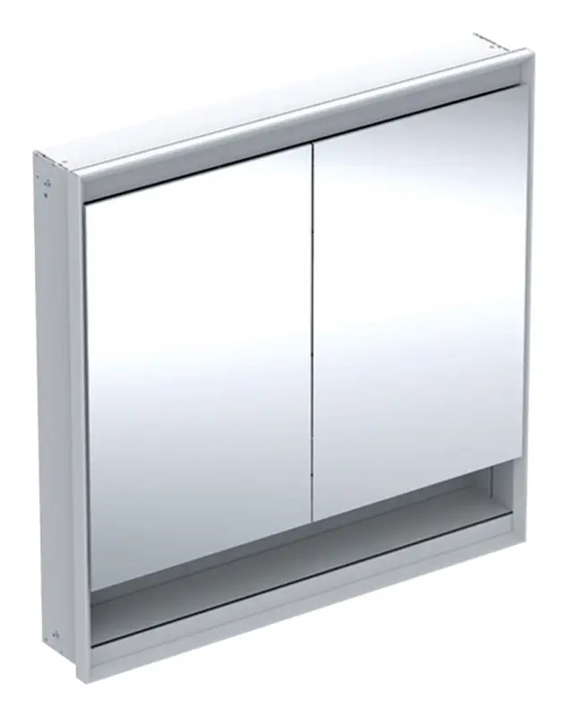 Geberit ONE Einbau-Spiegelschrank mit Nische 2 Türen mit Beleuchtung 900 x 900 x 150 mm - Weiß Preis Gesenkt