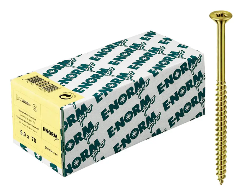 E-NORMpro Spanplattenschrauben Senkkopf verzinkt gelb Teilgewinde Kreuzschlitz PZ D 3 x 35 / 21 mm(Verpackungseinheit: 1000Stück) Preis Gesenkt