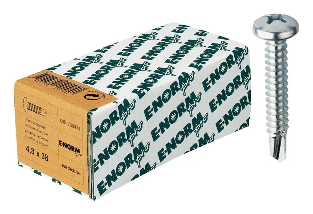Expressversand E-NORMpro Bohrschraube DIN 7504 Stahl galvanisch verzinkt M (alt N) -H 6,3 x 38 mm HP(Verpackungseinheit: 100Stück)