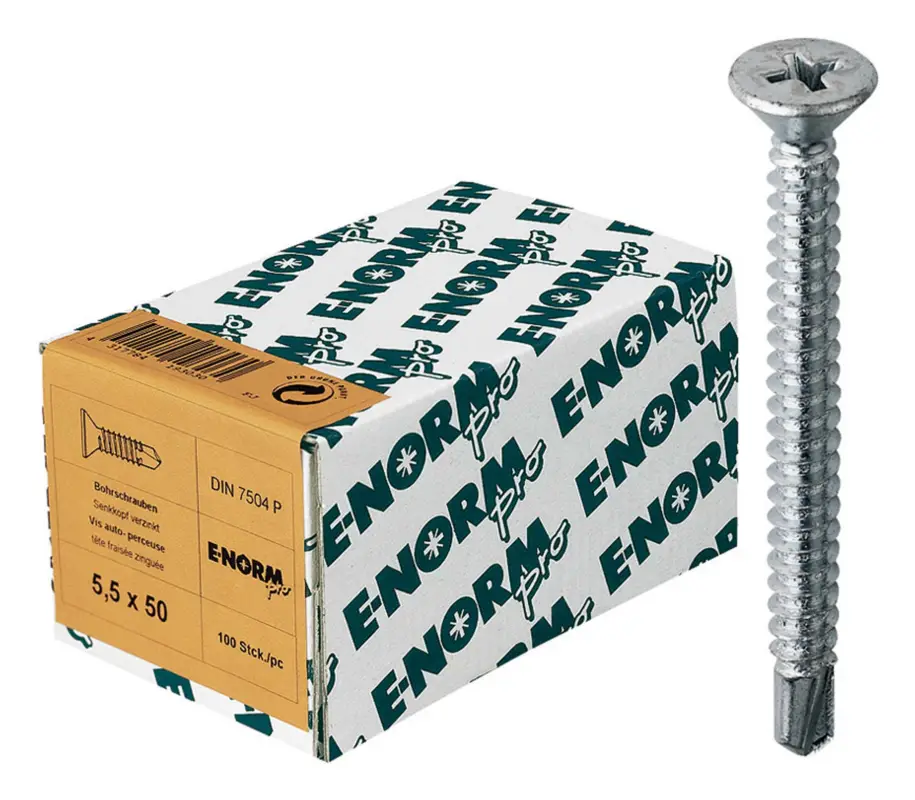 E-NORMpro Bohrschraube DIN 7504 Stahl galvanisch verzinkt O (alt P) -H 3,5 x 25 mm HP(Verpackungseinheit: 100Stück) Garantierte Lieferung