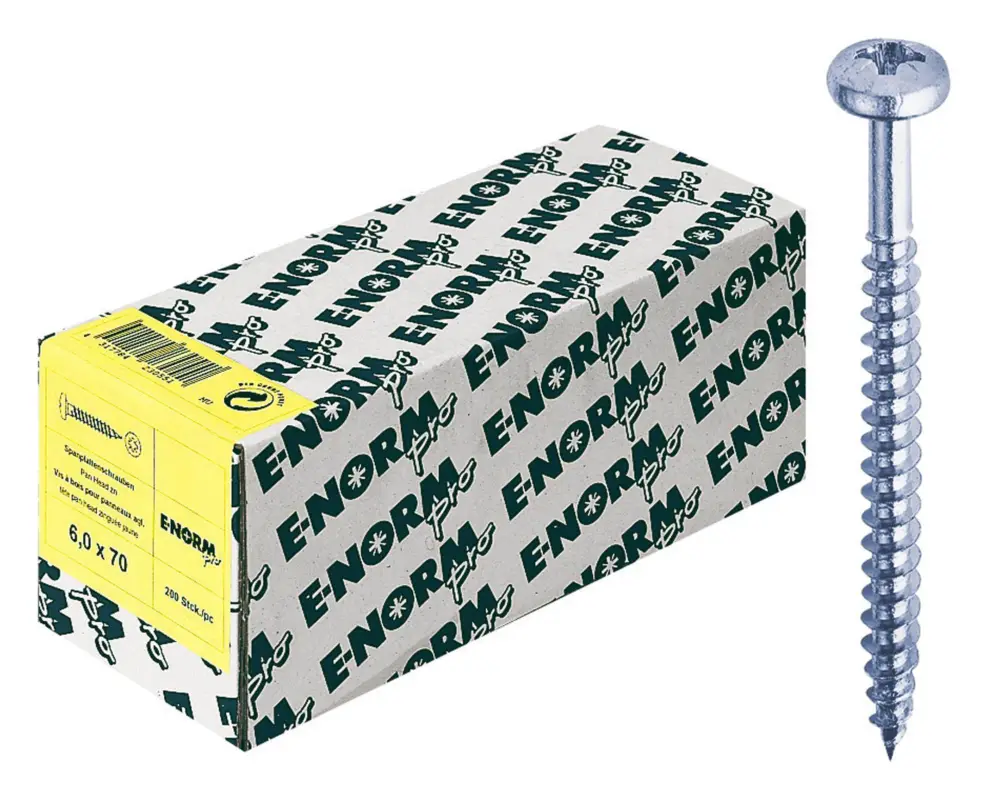 Billig E-NORMpro Spanplattenschrauben Pan-Head / Rundkopf verzinkt Kreuzschlitz PZ D 4,5 x 35 mm(Verpackungseinheit: 500Stück)