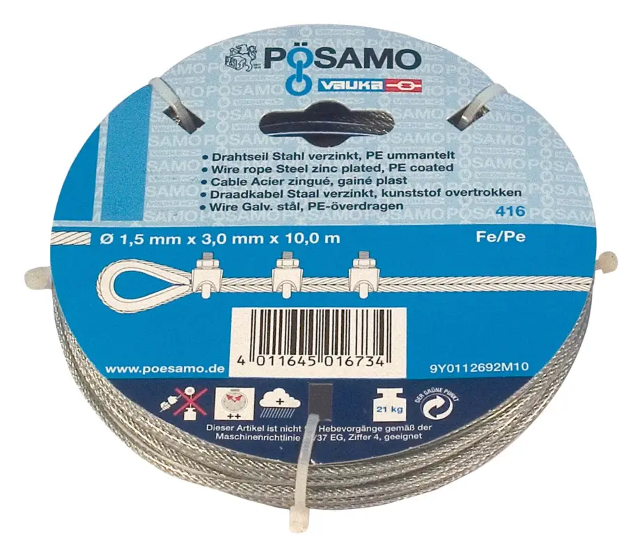 Pösamo Drahtseil in Ringen 6 x 7 galvanisch verzinkt 5 mm x 10m Knallerangebot