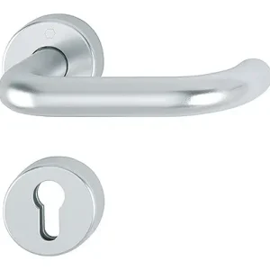 Zertifiziert Hoppe Paris Aluminium-Feuerschutz-Antipanik-Rosetten-Türgriff-Garnitur FS-138/42H/42HS, Profilzylinder, mit Schlüsselrosetten für Innentüren - silberfarben