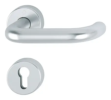 Zertifiziert Hoppe Paris Aluminium-Feuerschutz-Antipanik-Rosetten-Türgriff-Garnitur FS-138/42H/42HS, Profilzylinder, mit Schlüsselrosetten für Innentüren - silberfarben