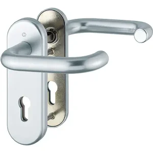 Hoppe Paris Aluminium-Feuerschutz-Schutz-Kurzschild-Türgriff-Garnitur FS-138F/3331K/353K-1, Profilzylinder, für Außen-/Wohnungsabschluss-Türen - silberfarben Sonderaktion