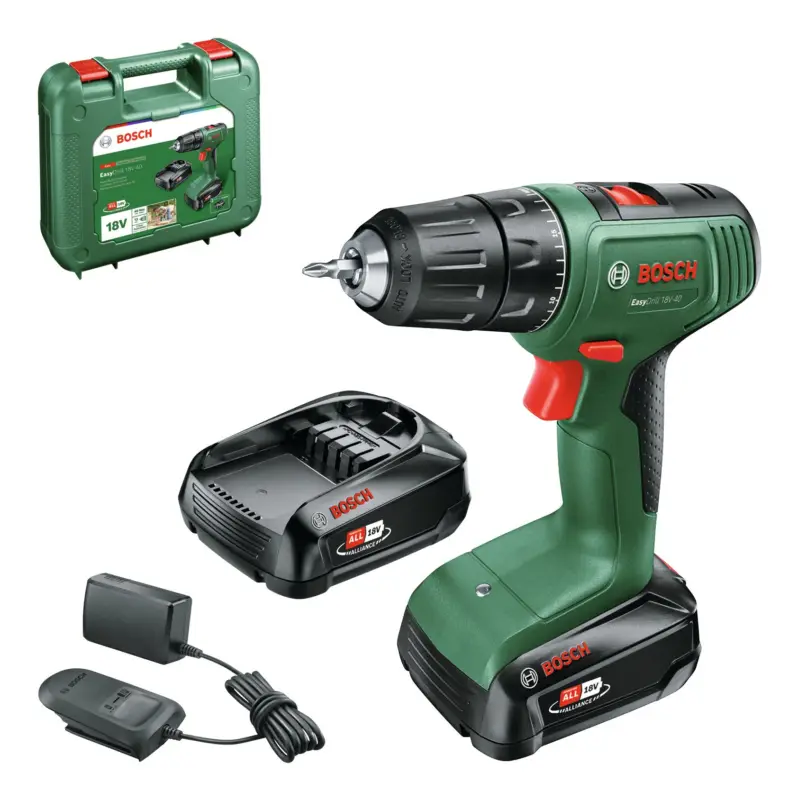 Echt Bosch Akku-Bohrschrauber EasyDrill 18V-40 mit 2x Akku 2 Ah - im Tragekoffer