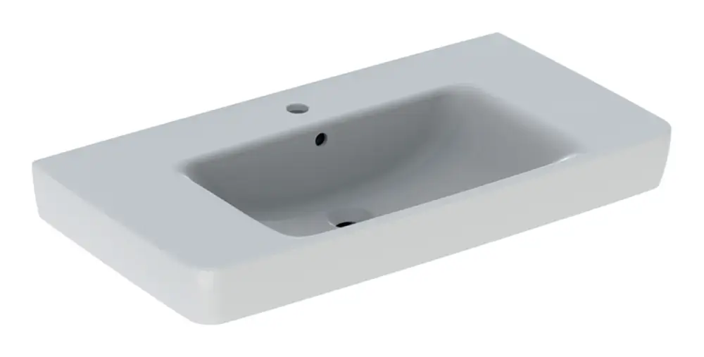 Geberit Renova Plan Waschtisch mit Ablagefläche mit Hahnloch mit Überlauf 900 x 480 mm - Weiß Billig