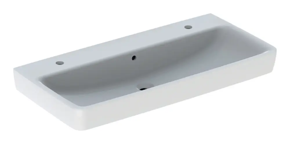 Neuheit Geberit Renova Plan Aufsatzwaschtisch mit 2 Hahnlöchern mit Überlauf 1000 x 480 mm - Weiß