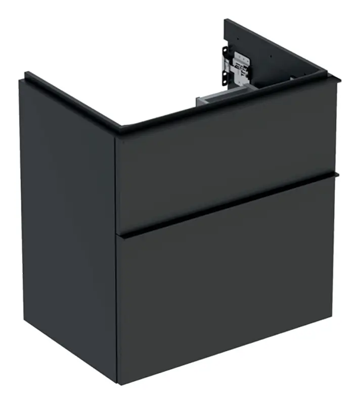 Preisknaller Geberit iCon Waschtischunterschrank mit 2 Schubladen 592 x 615 x 416 mm - Dekor Lava / Griff Lava pulverbeschichtet matt