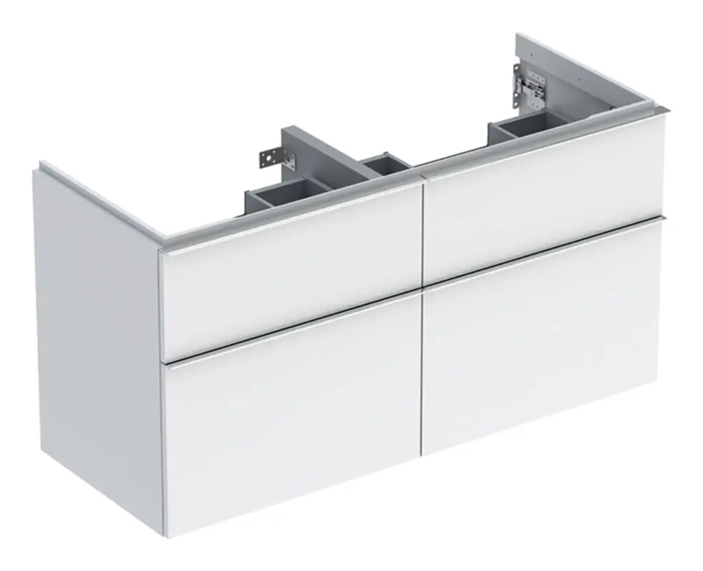 Geberit iCon Waschtischunterschrank mit 4 Schubladen 1184 x 615 x 476 mm - Dekor Weiß hochglänzend / Griff Hochglanz-Verchromt Markenware