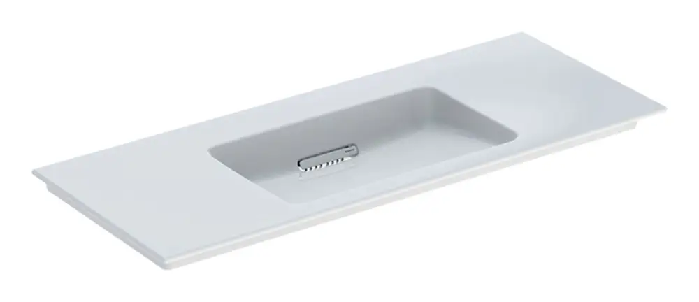 Preis Gesenkt Geberit ONE Möbelwaschtisch ohne Hahnloch ohne Überlauf 1200 x 475 mm - Weiß / Weiß glänzend mit KeraTect