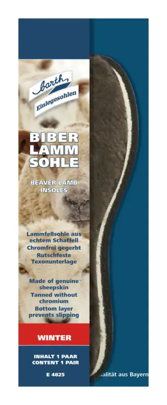 Bestpreis Barth Biber Lamm Sohle, Größe 43(Verpackungseinheit: 1Paar)