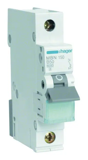 Preisreduziert Hager Leitungsschutzschalter AC B 50A 1p 415V 6 kA 1TE 50 Hz Zusatzeinrichtungen möglich