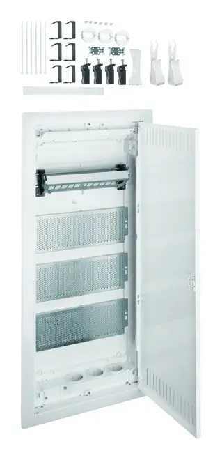 Preisreduziert Hager Multimediaverteiler HW 4 x 12TE Kunststoff IP30 348 x 755,5 x 94,5 mm ET98mm REG geschloßen