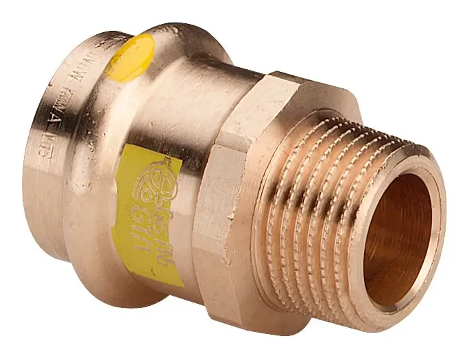 Viega Übergangsstück Profipress G 2611 18 mm xR 3/4, Rotguss, SC-Contur, Mehrkant Highlight