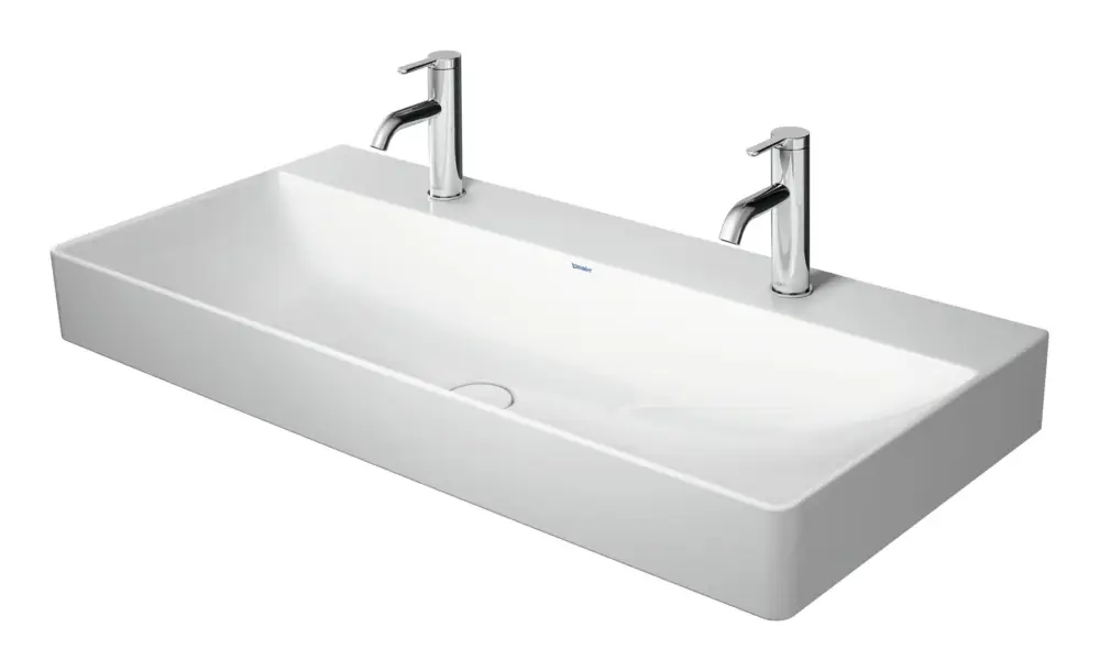 Letzte Chance Duravit DuraSquare Waschtisch 2 Hahnlöcher in großem Abstand durchgestochen 1000 x 470 mm - Weiß Hochglanz
