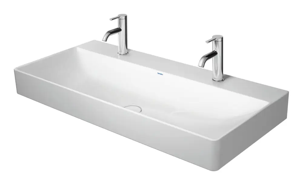Duravit DuraSquare Waschtisch geschliffen 2 Hahnlöcher in großem Abstand durchgestochen 1000 x 470 mm - Weiß Hochglanz Sichere Zahlung