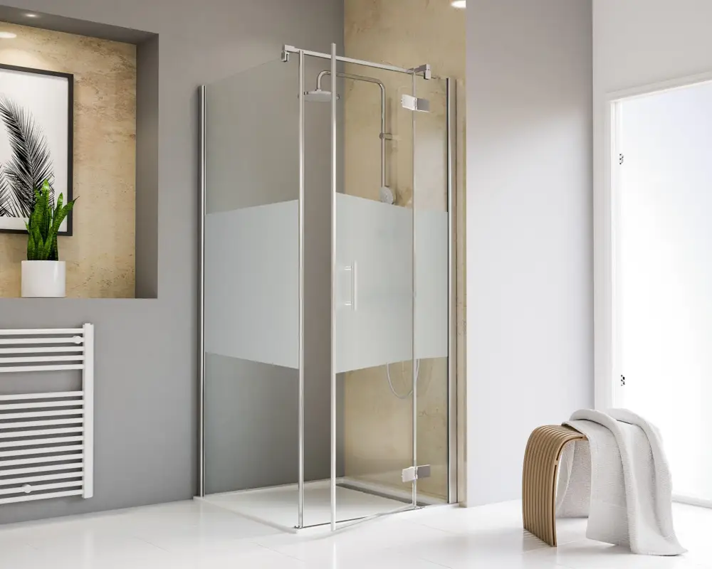Bestpreis Schulte Toura Drehtür pendelbar an Nebenteil mit Seitenwand Dezent Chromoptik 80 x 80 cm / 200 cm SW links