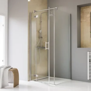 Schulte Toura Drehtür pendelbar an Nebenteil mit Seitenwand Klarglas hell Chromoptik 80 x 80 cm / 200 cm SW rechts Bestseller