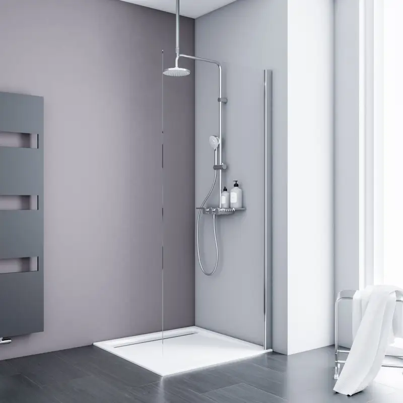Top-Preis Schulte Alexa Style 2.0 Duschwand Walk-In 6 mm Klarglas hell Chromoptik 90 cm / 190 cm mit Deckenstrebe