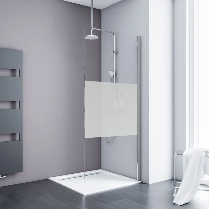 Bestpreis Schulte Alexa Style 2.0 Duschwand Walk-In 6 mm Dezent Chromoptik 100 cm / 190 cm mit Deckenstrebe