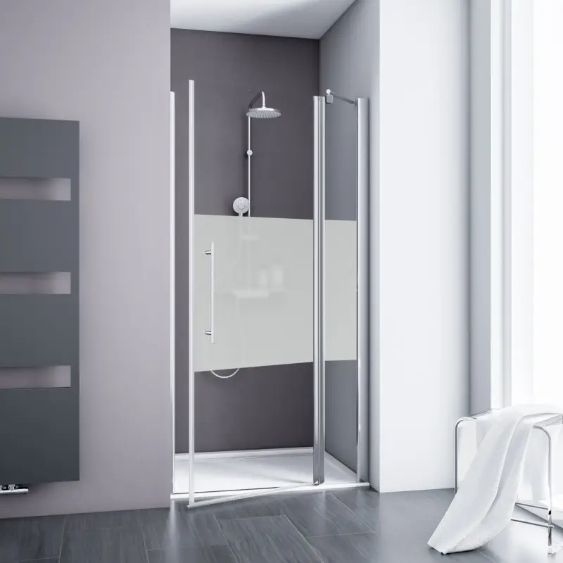 Günstig Schulte Alexa Style 2.0 Drehtür an Nebenteil für Nische Dezent Chromoptik 140 cm / 192 cm