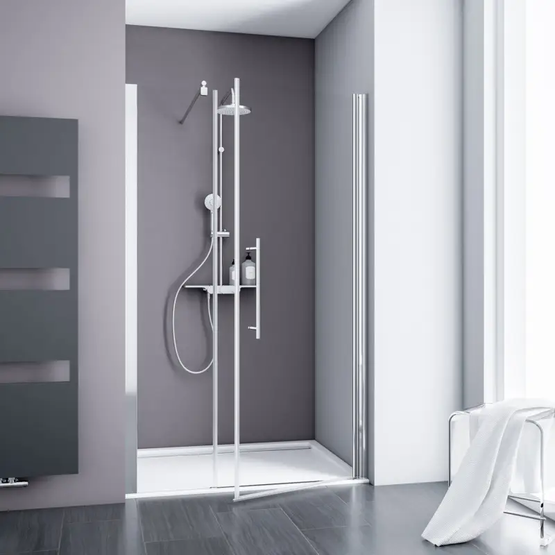 Schulte Alexa Style 2.0 Drehtür mit Nebenteil für Nische Klarglas hell Chromoptik 120 cm / 192 cm Solange Der Vorrat Reicht
