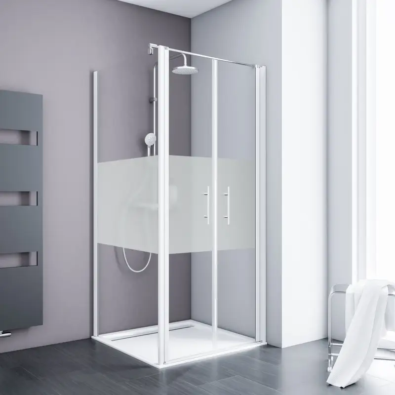 Schulte Alexa Style 2.0 Pendeltür mit Seitenwand Dezent Alpinweiß 80 x 90 cm / 192 cm Preiswert