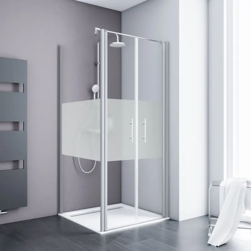 Sonderangebot Schulte Alexa Style 2.0 Pendeltür mit Seitenwand Dezent Alu-Natur 90 x 80 cm / 192 cm