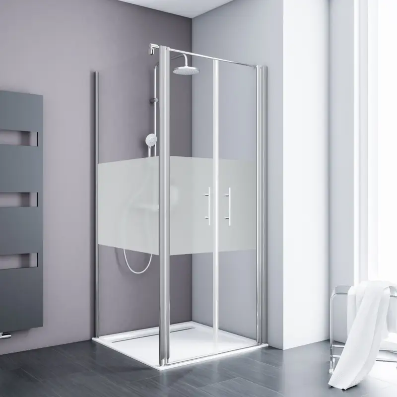 Markenprodukt Schulte Alexa Style 2.0 Pendeltür mit Seitenwand Dezent Chromoptik 90 x 80 cm / 192 cm
