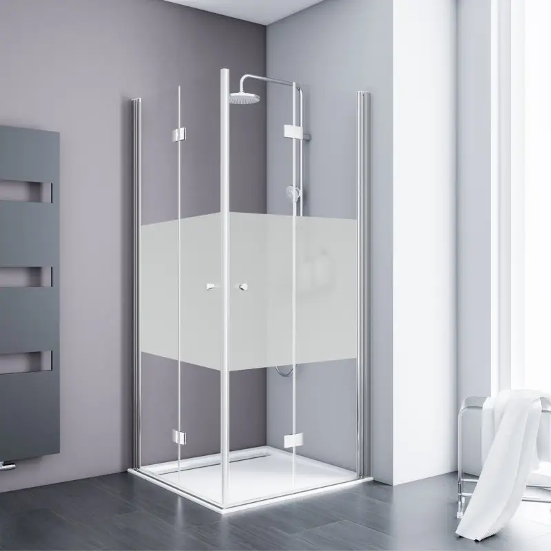 Super-Preis Schulte Alexa Style 2.0 Eckeinstieg mit Drehfalttüren Dezent Chromoptik Scharnier Verchromt 100 x 100 cm / 192 cm
