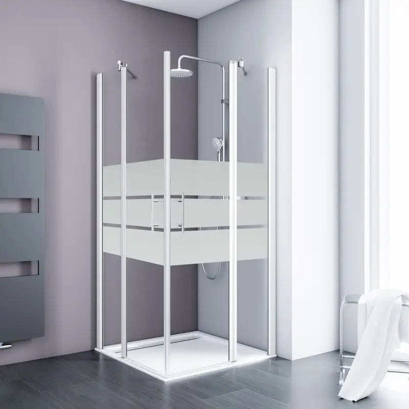 Zertifiziert Schulte Alexa Style 2.0 Eckeinstieg 4-teilig mit Drehtüren Depoli light Alpinweiß 90 x 90 cm / 192 cm
