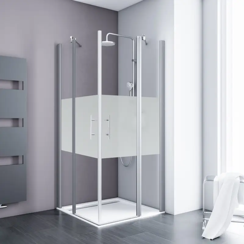 Rabatt Schulte Alexa Style 2.0 Eckeinstieg 4-teilig mit Drehtüren Dezent Alu-Natur 80 x 90 cm / 192 cm