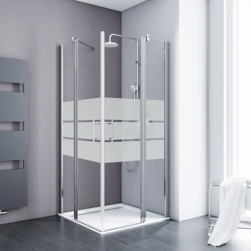 Neu Im Sortiment Schulte Alexa Style 2.0 Eckeinstieg 4-teilig mit Drehtüren Depoli light Chromoptik 80 x 90 cm / 192 cm