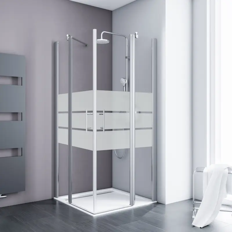 Schulte Alexa Style 2.0 Eckeinstieg 4-teilig mit Drehtüren Depoli light Alu-Natur 90 x 80 cm / 192 cm Heißes Angebot