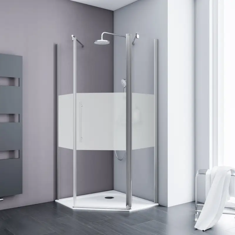Schulte Alexa Style 2.0 Fünfeckdusche mit Drehtür 1-teilig Dezent Chromoptik 90 x 90 cm / 192 cm Meistverkauft