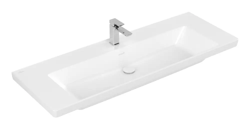 Preisknaller Villeroy & Boch Subway 3.0 Schrankwaschtisch mit 1 Hahnloch ohne Überlauf 1300 x 470 x 170 mm - Weiß Alpin