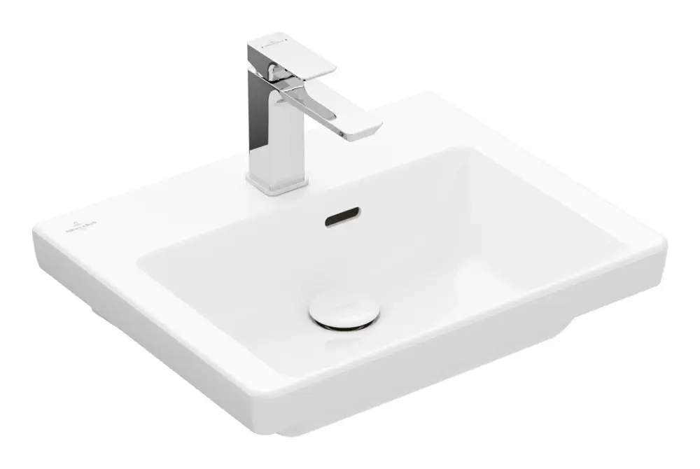 Villeroy & Boch Subway 3.0 Handwaschbecken mit 1 Hahnloch mit Überlauf Unterseite ungeschliffen 500 x 400 x 145 mm - Weiß Alpin Markenware