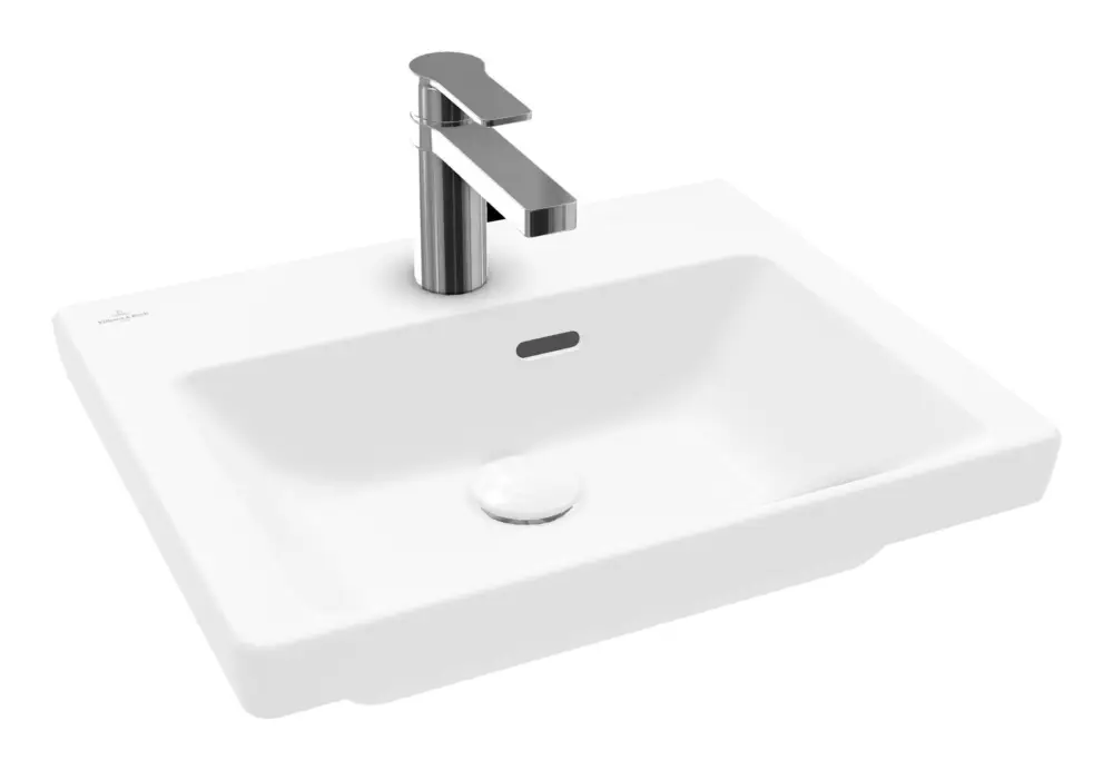 Jetzt Kaufen Villeroy & Boch Subway 3.0 Handwaschbecken mit 1 Hahnloch mit Überlauf Unterseite ungeschliffen 500 x 400 x 145 mm - Stone White mit CeramicPlus
