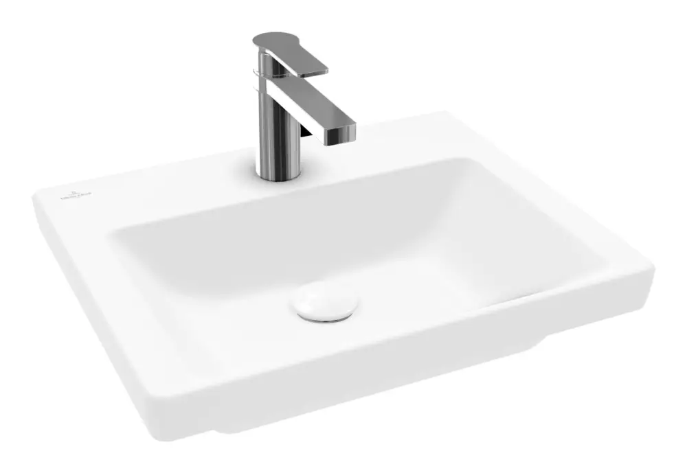 Sonderangebot Villeroy & Boch Subway 3.0 Handwaschbecken mit 1 Hahnloch ohne Überlauf Unterseite ungeschliffen 500 x 400 x 145 mm - Stone White mit CeramicPlus