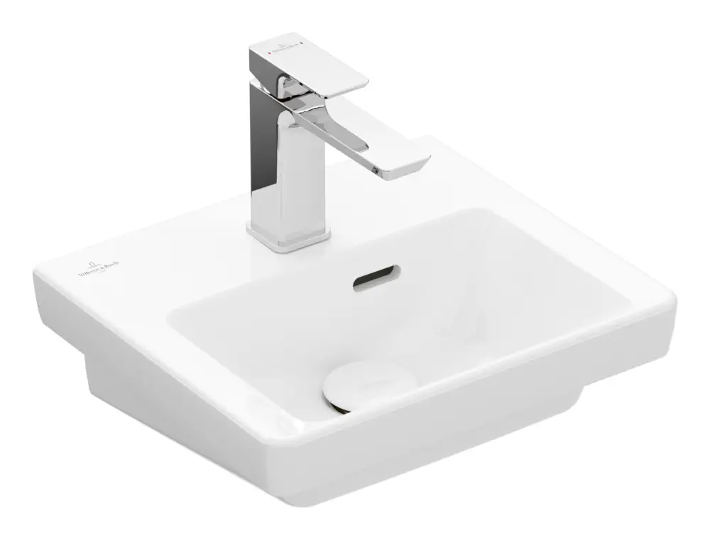 Markenprodukt Villeroy & Boch Subway 3.0 Handwaschbecken mit Überlauf 370 x 305 x 130 mm - Weiß Alpin