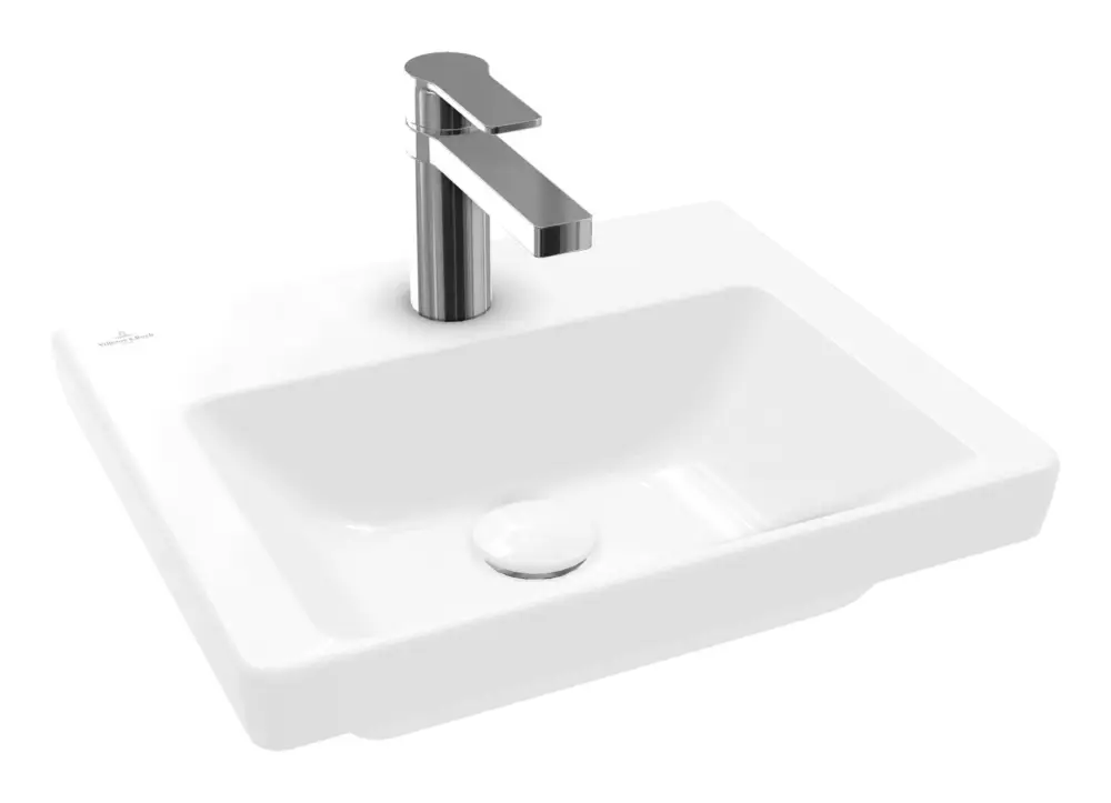 Garantierte Lieferung Villeroy & Boch Subway 3.0 Handwaschbecken mit 1 Hahnloch ohne Überlauf Unterseite ungeschliffen 450 x 370 x 145 mm - Weiß Alpin