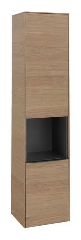 Preiswert Villeroy & Boch Subway 3.0 Hochschrank 1 offenes Fach 2 Türen Anschlag rechts 400 x 346 x 1710 mm - Nordic Oak / Volcano Black