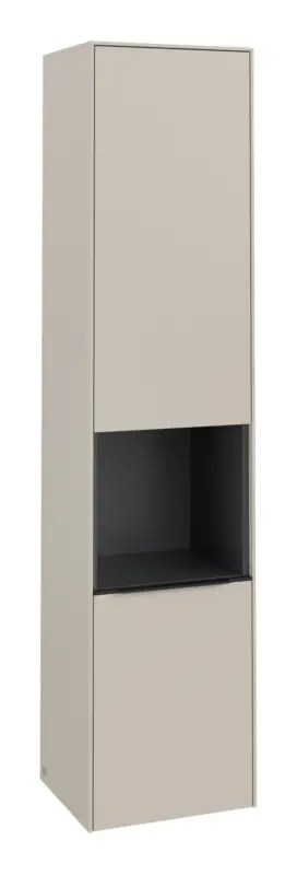Saisonangebot Villeroy & Boch Subway 3.0 Hochschrank 1 offenes Fach 2 Türen Anschlag rechts 400 x 346 x 1710 mm - Cashmere Grey / Volcano Black