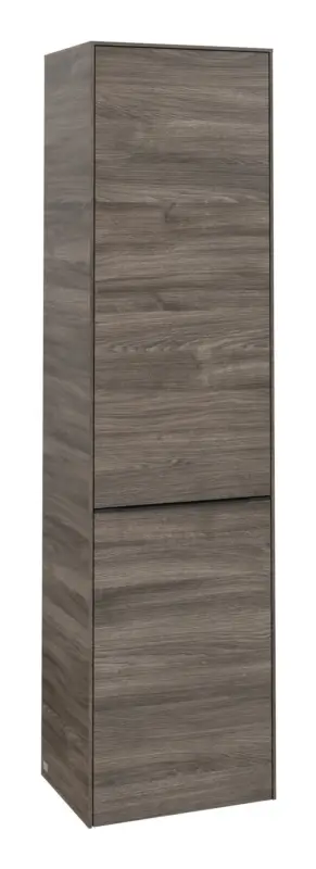 Villeroy & Boch Subway 3.0 Hochschrank 1 Tür 1 Wäscheklappe Anschlag rechts 450 x 346 x 1710 mm - Stone Oak / Volcano Black Schneller Versand