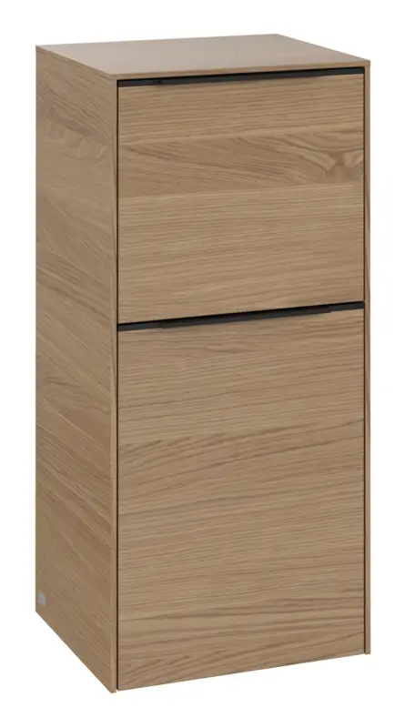 Preisknaller Villeroy & Boch Subway 3.0 Hochschrank 1 Auszug 1 Tür Anschlag links 400 x 346 x 860 mm - Nordic Oak / Volcano Black